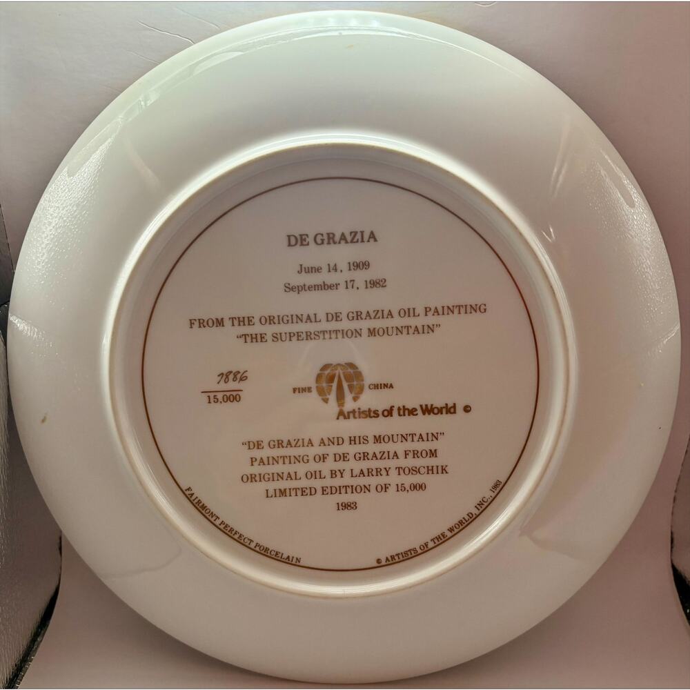 Vintage De Grazia The Superstition Mountain Decorative Plate #7886 of 10,000 - Picture 2 of 6